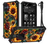 Designed for Samsung Galaxy A06 5G Phone Case 6.7" with Hand Strap, Built-in Kickstand, Dual Layer Hard PC + Soft Silicone Shockproof Protective Cover for Women Men Teens,Beautiful Sunflower