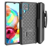 Designed for Samsung Galaxy A12 Case with Belt Clip Holster - Kickstand Cover Phone Case - Black