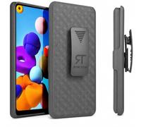Designed for Samsung Galaxy A21 Case with Belt Clip Holster - Kickstand Cover Phone Case - Black