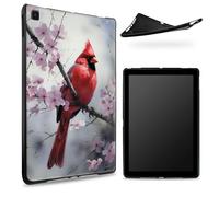 Designed for Samsung Galaxy S6 Lite 10.4" (SM-P625/P620/P619/P615) Case, Matte TPU Rubber Back with Red Bird Sakura Blossoms, Slim Rubber Soft Silicone Shockproof Protective Cover