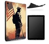 Designed for Samsung Galaxy Tab A7 Lite 8.7" 2021 (SM-T225/T220/T227) Case, Matte TPU Rubber Back with Soldier Flag, Slim Rubber Soft Silicone Shockproof Protective Cover