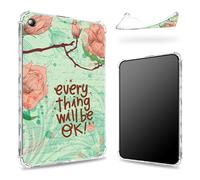 Designed for Samsung Galaxy Tab A8 10.5" 2022 Model (SM-X200/X205/X207) Case, Transparent Back with Positive Quotes Flowers, Slim Soft TPU Corner Protection Shockproof Bumper Cover