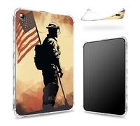 Designed for Samsung Galaxy Tab A8 10.5" 2022 Model (SM-X200/X205/X207) Case, Transparent Back with Soldier Flag, Slim Soft TPU Corner Protection Shockproof Bumper Cover