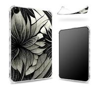 Designed for Samsung Galaxy Tab A9 Tablet 8.7" 2023 (SM-X110/X115/X117) Case, Transparent Back with Black White Lotus, Slim Soft TPU Corner Protection Shockproof Bumper Cover