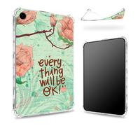 Designed for Samsung Galaxy Tab A9 Tablet 8.7" 2023 (SM-X110/X115/X117) Case, Transparent Back with Positive Quotes Flowers, Slim Soft TPU Corner Protection Shockproof Bumper Cover