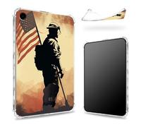 Designed for Samsung Galaxy Tab A9 Tablet 8.7" 2023 (SM-X110/X115/X117) Case, Transparent Back with Soldier Flag, Slim Soft TPU Corner Protection Shockproof Bumper Cover