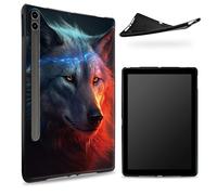 Designed for Samsung Galaxy Tab S6 10.5" 2019 SM - T860/T865 Case, Matte TPU Rubber Back with Fantasy Art Wolf, Slim Rubber Soft Silicone Shockproof Protective Cover with S Pen Holder