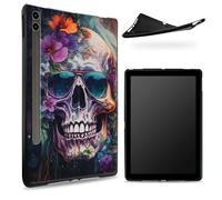 Designed for Samsung Galaxy Tab S6 10.5" 2019 SM - T860/T865 Case, Matte TPU Rubber Back with Glasses Sugar Skull, Slim Rubber Soft Silicone Shockproof Protective Cover with S Pen Holder