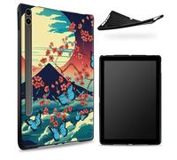 Designed for Samsung Galaxy Tab S6 10.5" 2019 SM - T860/T865 Case, Matte TPU Rubber Back with Mount Fuji Sakura Butterfly, Slim Rubber Soft Silicone Shockproof Protective Cover with S Pen Holder