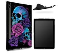 Designed for Samsung Galaxy Tab S6 10.5" 2019 SM - T860/T865 Case, Matte TPU Rubber Back with Neon Sugar Skull, Slim Rubber Soft Silicone Shockproof Protective Cover with S Pen Holder