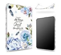 Designed for Samsung Galaxy Tab S6 Lite 10.4" 2022/2020 Case, Transparent Back with Bible Blue, Slim Soft TPU Corner Protection Shockproof Bumper Cover