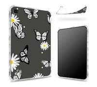 Designed for Samsung Galaxy Tab S6 Lite 10.4" 2022/2020 Case, Transparent Back with Daisy Black Butterfly, Slim Soft TPU Corner Protection Shockproof Bumper Cover