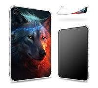 Designed for Samsung Galaxy Tab S6 Lite 10.4" 2022/2020 Case, Transparent Back with Fantasy Art Wolf, Slim Soft TPU Corner Protection Shockproof Bumper Cover