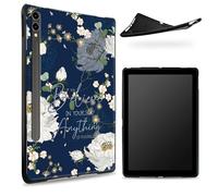 Designed for Samsung Galaxy Tab S7/S8 SM -X700/X706/T870/T875/T878 Case, Matte TPU Rubber Back with Bible Quotes Flowers, Slim Rubber Soft Silicone Cover with S Pen Holder