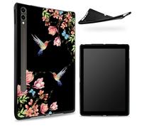 Designed for Samsung Galaxy Tab S7/S8 SM -X700/X706/T870/T875/T878 Case, Matte TPU Rubber Back with Hummingbird Floral Sakura, Slim Rubber Soft Silicone Cover with S Pen Holder