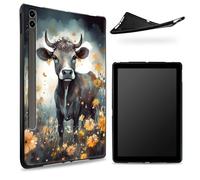 Designed for Samsung Galaxy Tab S8 Plus 2022 / S7 FE 2021 / S7 Plus 2020 12.4" Case, Matte TPU Rubber Back with Cow Daisy, Slim Rubber Soft Silicone Cover with S Pen Holder