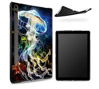 Designed for Samsung Galaxy Tab S8 Plus 2022 / S7 FE 2021 / S7 Plus 2020 12.4" Case, Matte TPU Rubber Back with Jellyfish Galaxy, Slim Rubber Soft Silicone Cover with S Pen Holder