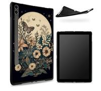 Designed for Samsung Galaxy Tab S8 Plus 2022 / S7 FE 2021 / S7 Plus 2020 12.4" Case, Matte TPU Rubber Back with Butterflies Flower Full Moon, Slim Rubber Soft Silicone Cover with S Pen Holder