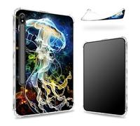 Designed for Samsung Galaxy Tab S8 Plus 2022/S7 FE 2021/S7 Plus 2020 12.4-inch Case with S Pen Holder, Transparent Back with Jellyfish Galaxy, Slim Soft TPU Shockproof Bumper Cover