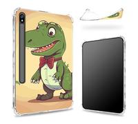 Designed for Samsung Galaxy Tab S8 Plus 2022/S7 FE 2021/S7 Plus 2020 12.4-inch Case with S Pen Holder, Transparent Back with Cartoon Crocodile, Slim Soft TPU Shockproof Bumper Cover