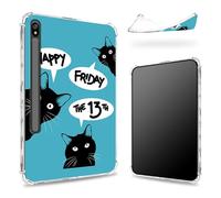 Designed for Samsung Galaxy Tab S8 Plus 2022/S7 FE 2021/S7 Plus 2020 12.4-inch Case with S Pen Holder, Transparent Back with Friday 13th, Slim Soft TPU Shockproof Bumper Cover