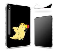 Designed for Samsung Galaxy Tab S8 Plus 2022/S7 FE 2021/S7 Plus 2020 12.4-inch Case with S Pen Holder, Transparent Back with Dinosaur, Slim Soft TPU Shockproof Bumper Cover