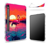 Designed for Samsung Galaxy Tab S9 FE 5G 10.9" 2023 Case with S Pen Holder, Transparent Back with Pink Flamingo Sunset Sky, Slim Soft TPU Shockproof Bumper Cover