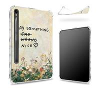 Designed for Samsung Galaxy Tab S9 FE 5G 10.9" 2023 Case with S Pen Holder, Transparent Back with Say Something Nice Flower, Slim Soft TPU Shockproof Bumper Cover