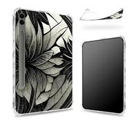 Designed for Samsung Galaxy Tab S9 FE Plus 5G 12.4 inch 2023 Case with S Pen Holder, Transparent Back with Black White Lotus, Slim Soft TPU Shockproof Bumper Cover