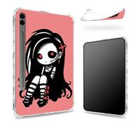 Designed for Samsung Galaxy Tab S9 FE Plus 5G 12.4 inch 2023 Case with S Pen Holder, Transparent Back with Cute Zombie Girl, Slim Soft TPU Shockproof Bumper Cover