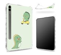 Designed for Samsung Galaxy Tab S9 FE Plus 5G 12.4 inch 2023 Case with S Pen Holder, Transparent Back with Green Dinosaur, Slim Soft TPU Shockproof Bumper Cover