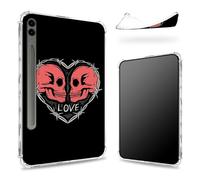 Designed for Samsung Galaxy Tab S9 FE Plus 5G 12.4 inch 2023 Case with S Pen Holder, Transparent Back with Red Skull Love, Slim Soft TPU Shockproof Bumper Cover