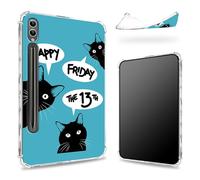 Designed for Samsung Galaxy Tab S9 Ultra 14.6 inch 2023 (SM-X91) Case with S Pen Holder, Transparent Back with Friday 13th, Slim Soft TPU Shockproof Bumper Cover