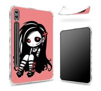 Designed for Samsung Galaxy Tab S9 Ultra 14.6 inch 2023 (SM-X91) Case with S Pen Holder, Transparent Back with Cute Zombie Girl, Slim Soft TPU Shockproof Bumper Cover