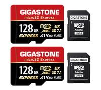【Designed for Switch 2】 GIGASTONE 128GB microSD Express 2-Pack R/W 880/550MB/s SDXC Memory Card SD 2.0 3.0 5.0 7.1 UHS-I UHS-II, Camera Drone, V30 U3, SD Adapter 【5-Years Data Recovery】