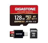 【Designed for Switch 2】GIGASTONE 128GB microSD Express R/W 880/500MB/s SDXC Memory Card SD 2.0 3.0 5.0 7.1 UHS-I UHS-II, Action Camera Drone V30 U3, SD Adapter and USB-C Reader 【5-Years Data Recovery】