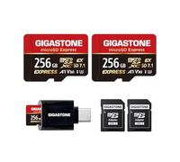 【Designed for Switch 2】GIGASTONE 256GB microSD Express 2-Pack, Memory Card SD 7.1 Speed up to R/W 880/650MB/s for Switch 2, Professional Camera, A1 V30, with 2 SD Adapter and 1 USB C Card Reader