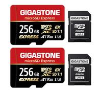 【Designed for Switch 2】GIGASTONE 256GB microSD Express 2-Pack, MicroSDXC Express Memory Card SD 7.1 Speed up to R/W 880/650MB/s for Nintendo-Switch 2, Professional Camera, A1 V30 U3, with 2 Adapter