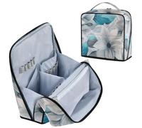 Designed Makeup Bag A Close Up of Grey and Teal Floral Leaves on White