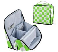 Designed Makeup Bag Buffalo Plaid Check Heart Green | Standing Makeup Bag with dividers Zipper Large Make Up Bag with Brush Holder