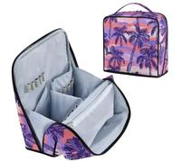 Designed Makeup Bag Purple Sunset Beach Palms Cute Doodle Art