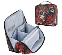 Designed Makeup Bags Mexican of The Dead White Skull Flowers