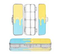 Designed Plastic Pencil Box Clear Drip Style Street Graffiti Yellow