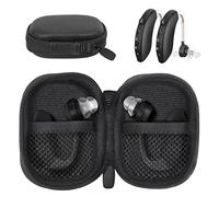Designed Protective Case for Hearing Aid, Hearing Amplifier, Personal Sound Amplifier, Hearing Device, Listening Device, Strong Mini Case with Mesh pocket (Black)