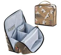 Designed Standing Make Up Case Japanese Pink-Flowered Crane