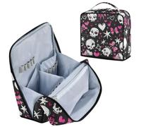 Designed Standing Make Up Case Love You to Death Skull & Pink Heart