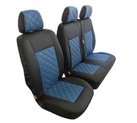 Designed to fit PEUGEOT BOXER,CITROEN JUMPER/RELAY,FIAT DUCATO 2006-2018 RHD BLACK-BLU ECO LEATHER Seat Covers 2+1 (1 single 1 double)