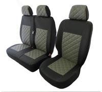 Designed to fit Volkswagen VW Transporter T5 T6 after 2004 LEFT or RIGHT HAND DRIVE ECO BLACK GREY LEATHER Seat Covers 2+1 (1 single 1 double)
