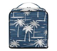 Designed Travel Bag with dividers Hawaiian Style Tree Dark Blue | Portable Cosmetic Bag For Women Vertical Free-Standing