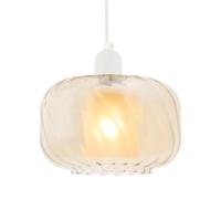 Designer Amber Champagne Pendant Lighting Shade with Rippled Bottom Rim and Inner Frosted Shade | 20cm x 14cm | for Kitchen Dining Room etc by Happy Homewares